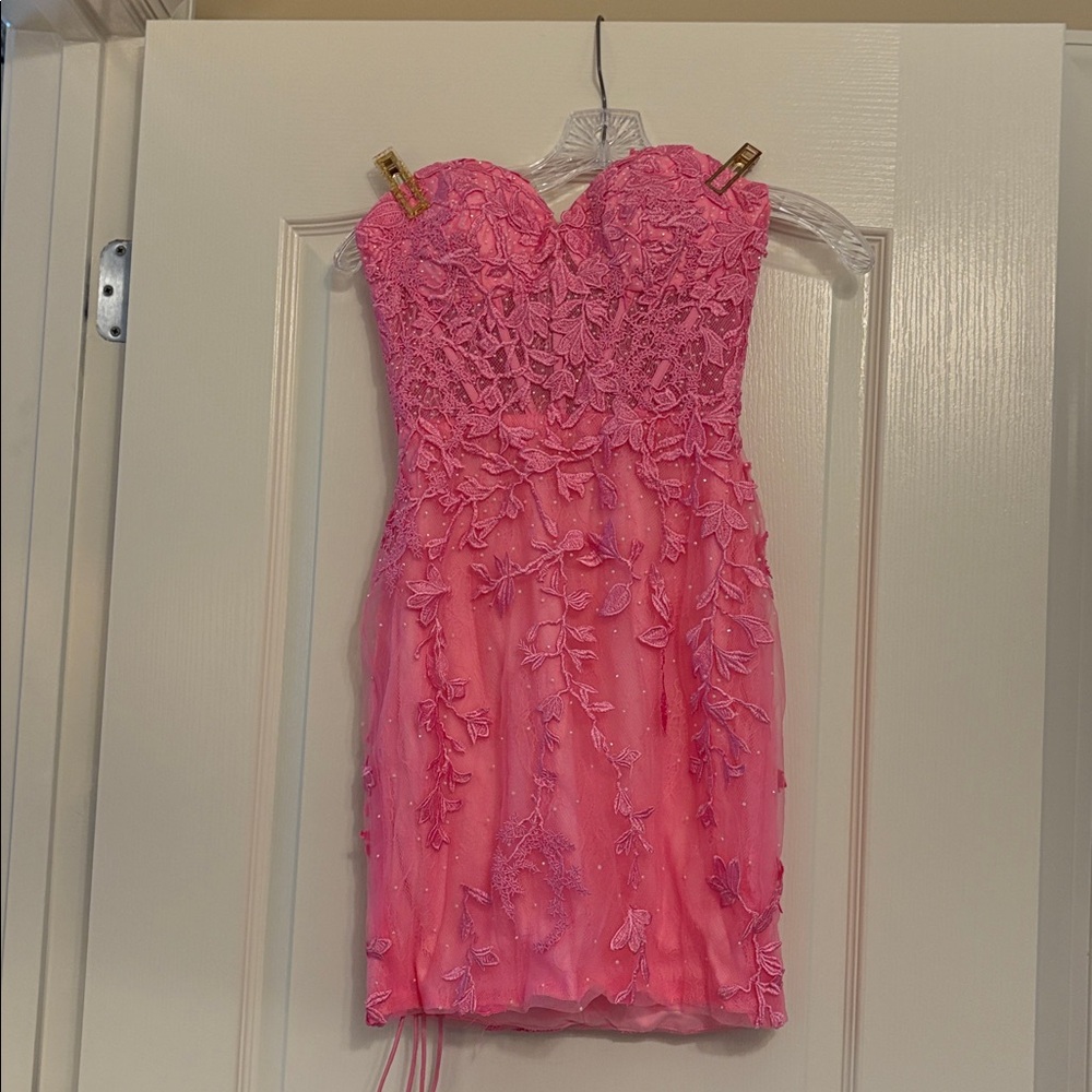 Never Been Worn Elegant Pink Lace Mini Dress